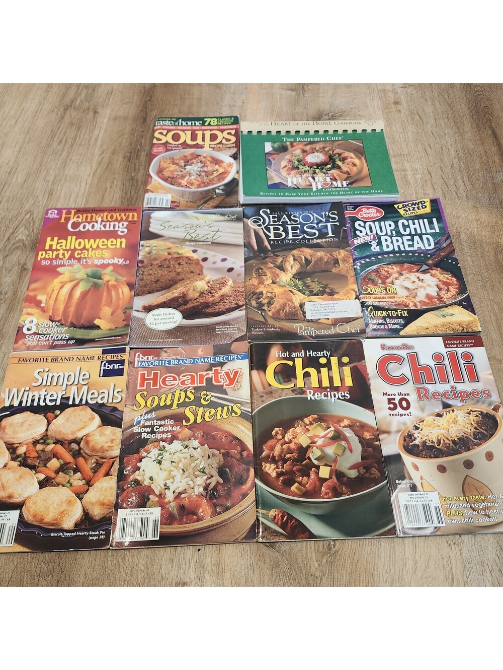 (10) Vtg Chili Soups Cookbook Winter Hearty Stews Recipes Booklet Pampered Chef